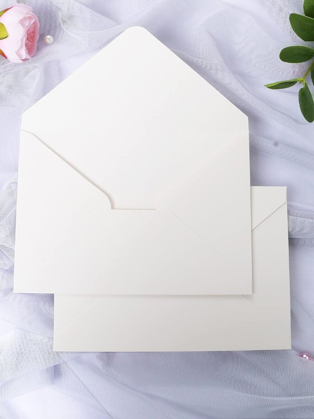 50 Pack A7 Envelopes, Sparkle Ivory Heavy Duty 5x7 Envelopes